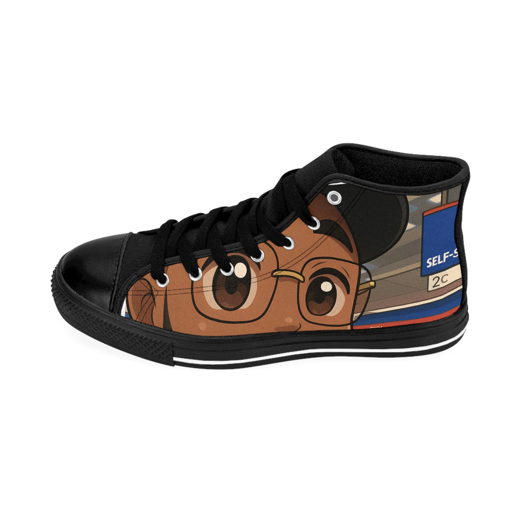 Stylish High-Top Sneakers with Unique Design for Casual Wear, Custom Sneakers, Trendy Footwear, Gift for Sneaker Lovers
