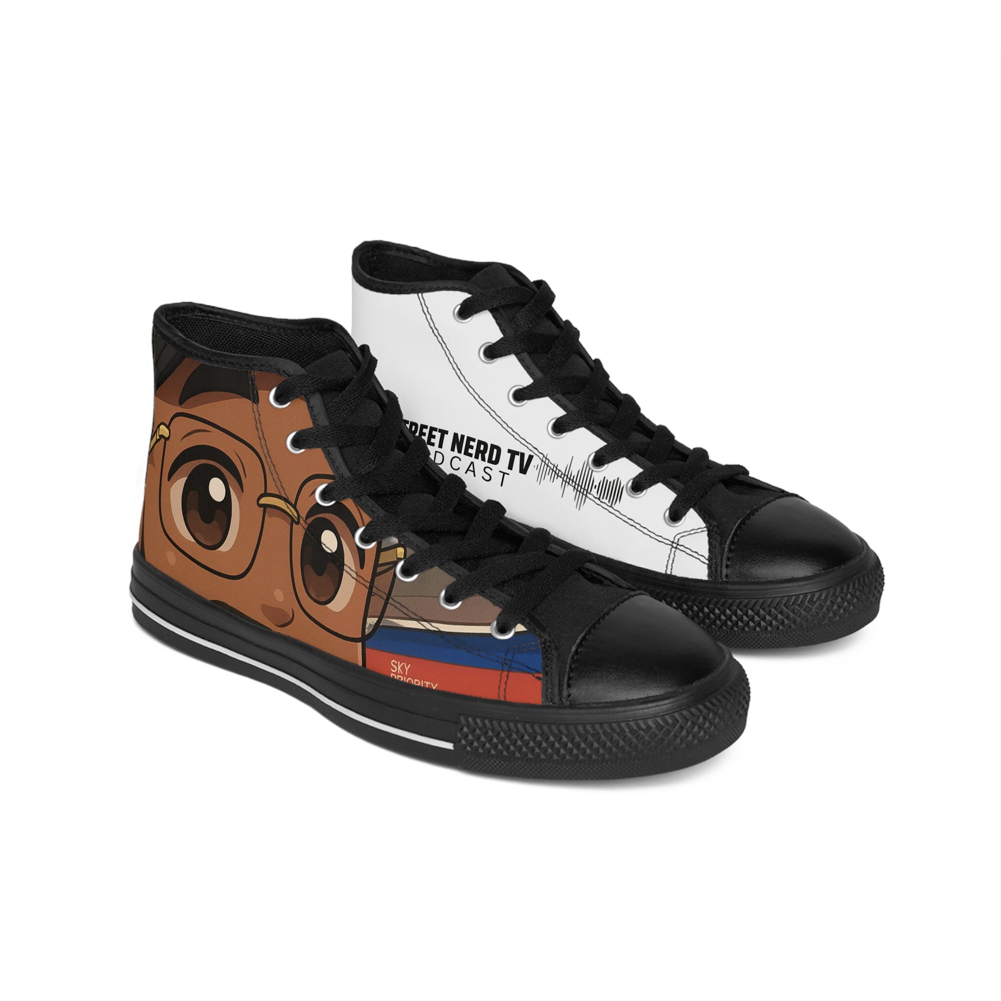 Stylish High-Top Sneakers with Unique Design for Casual Wear, Custom Sneakers, Trendy Footwear, Gift for Sneaker Lovers