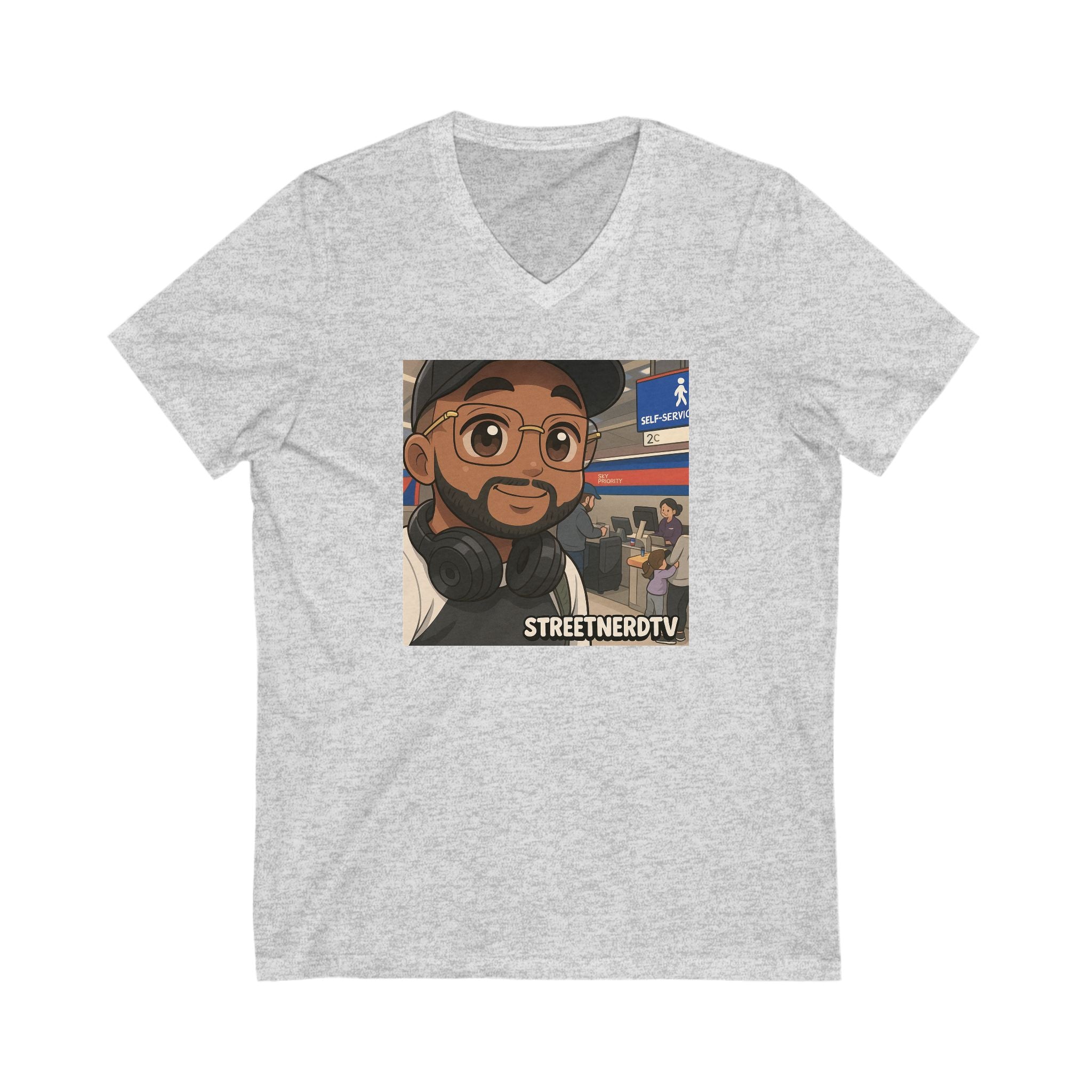Street Nerd TV Unisex V-Neck Tee, Podcast Merchandise, Casual Wear, Unique Graphic T-Shirt, Gift for Fans, Everyday Comfort