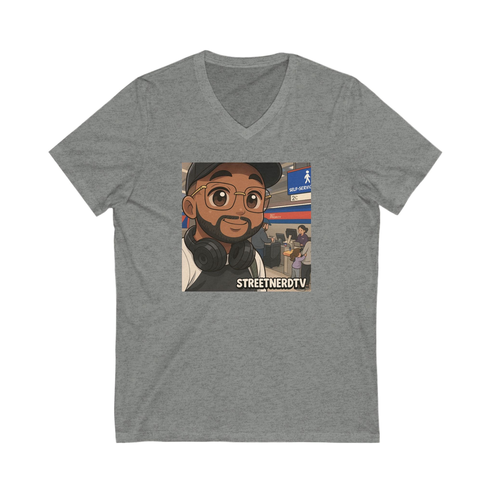 Street Nerd TV Unisex V-Neck Tee, Podcast Merchandise, Casual Wear, Unique Graphic T-Shirt, Gift for Fans, Everyday Comfort