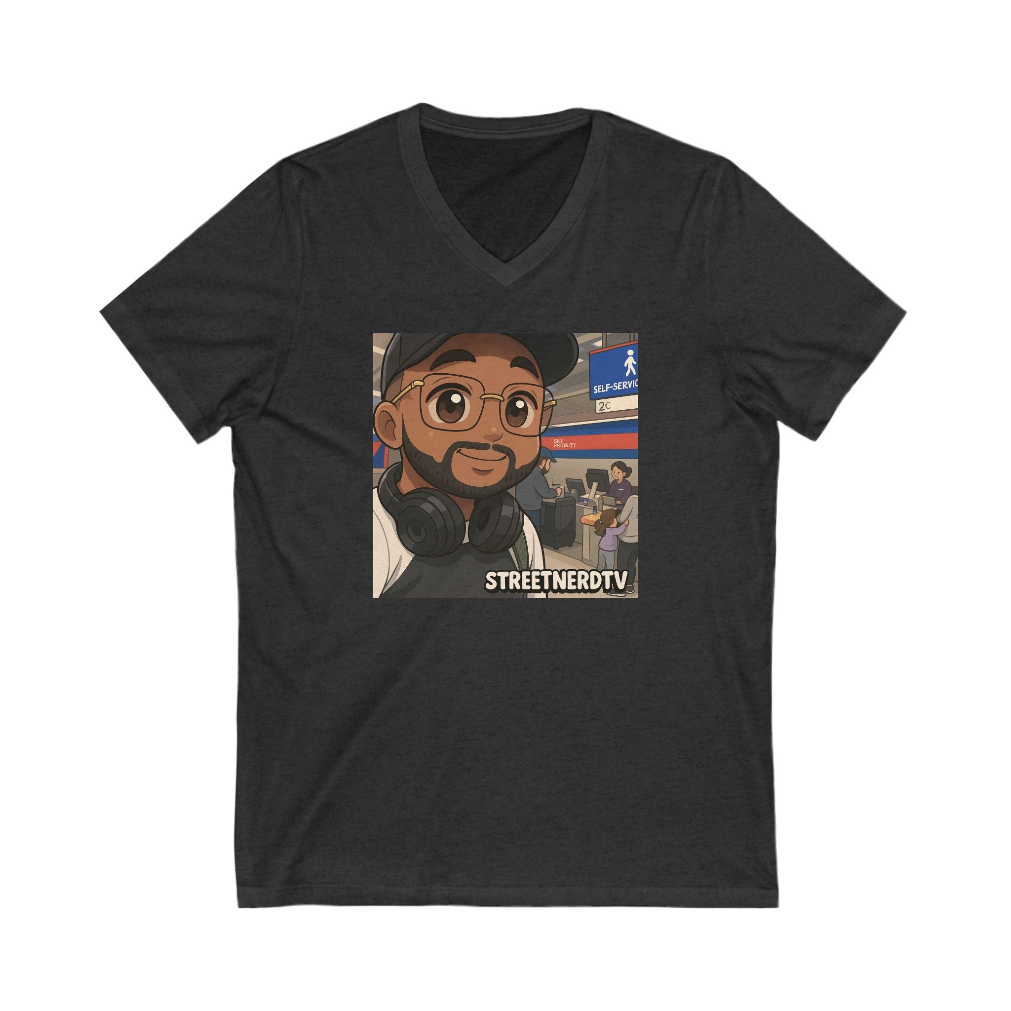 Street Nerd TV Unisex V-Neck Tee, Podcast Merchandise, Casual Wear, Unique Graphic T-Shirt, Gift for Fans, Everyday Comfort