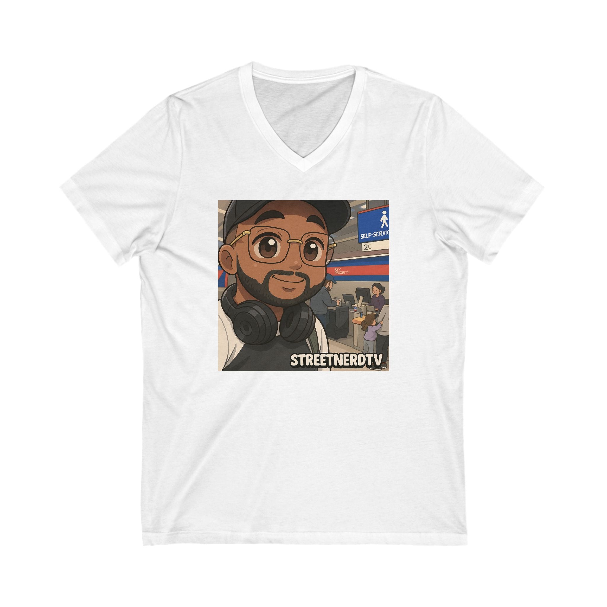 Street Nerd TV V-Neck Tee, Casual Graphic Tee, Podcast Merchandise, Gift for Fans, Comfortable Everyday Wear