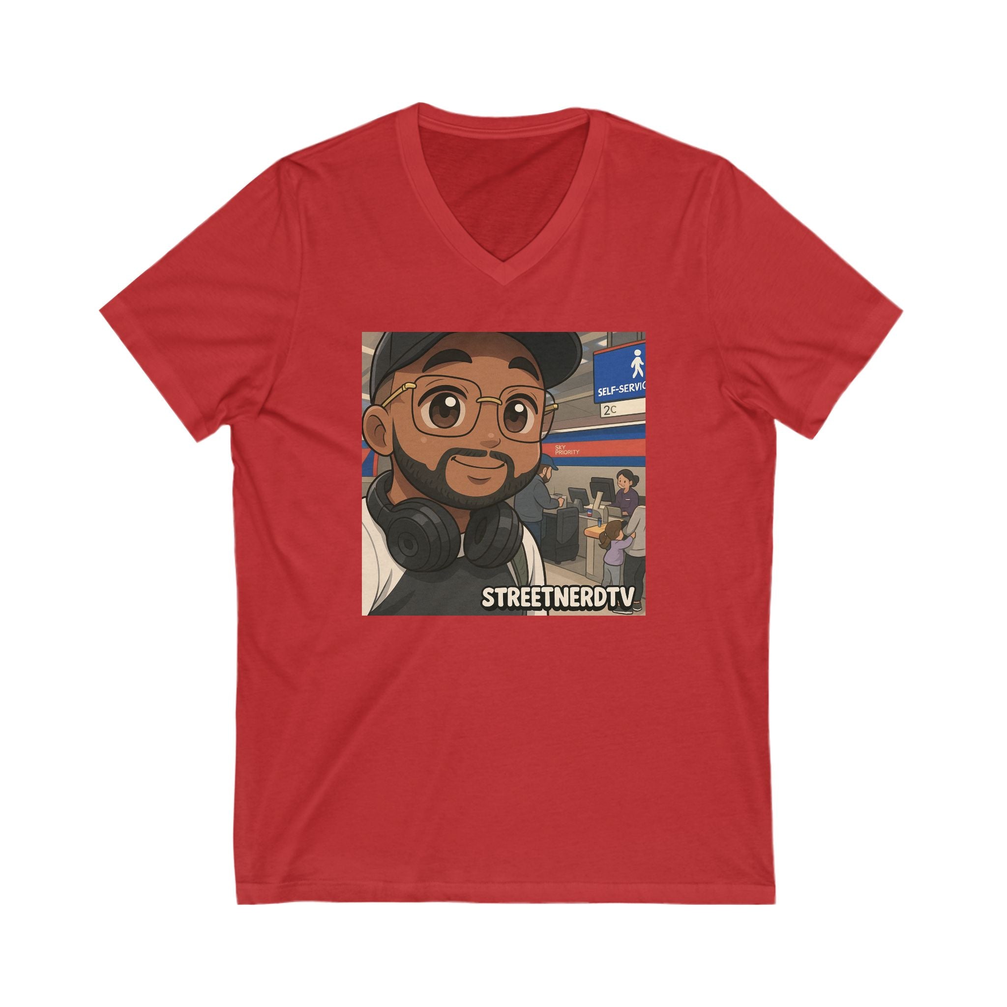 Street Nerd TV V-Neck Tee, Casual Graphic Tee, Podcast Merchandise, Gift for Fans, Comfortable Everyday Wear