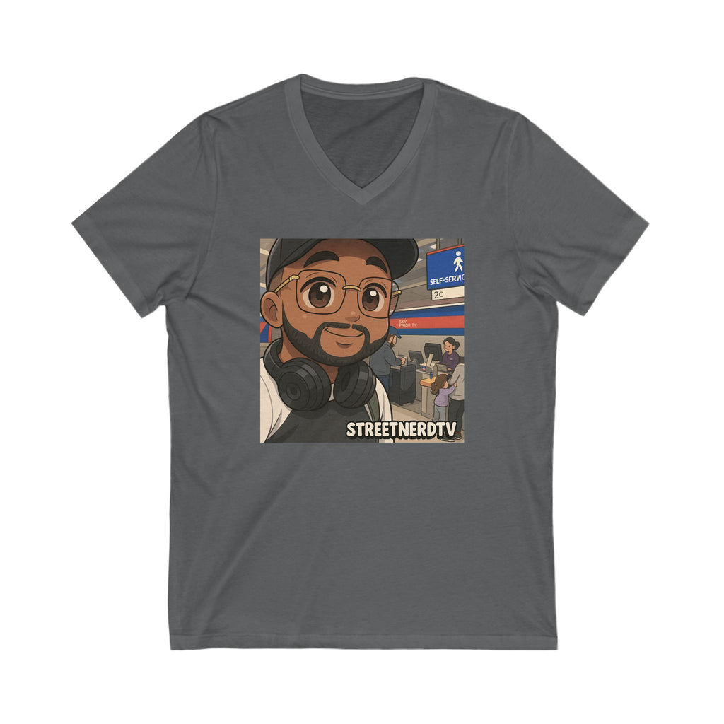 Street Nerd TV V-Neck Tee, Casual Graphic Tee, Podcast Merchandise, Gift for Fans, Comfortable Everyday Wear