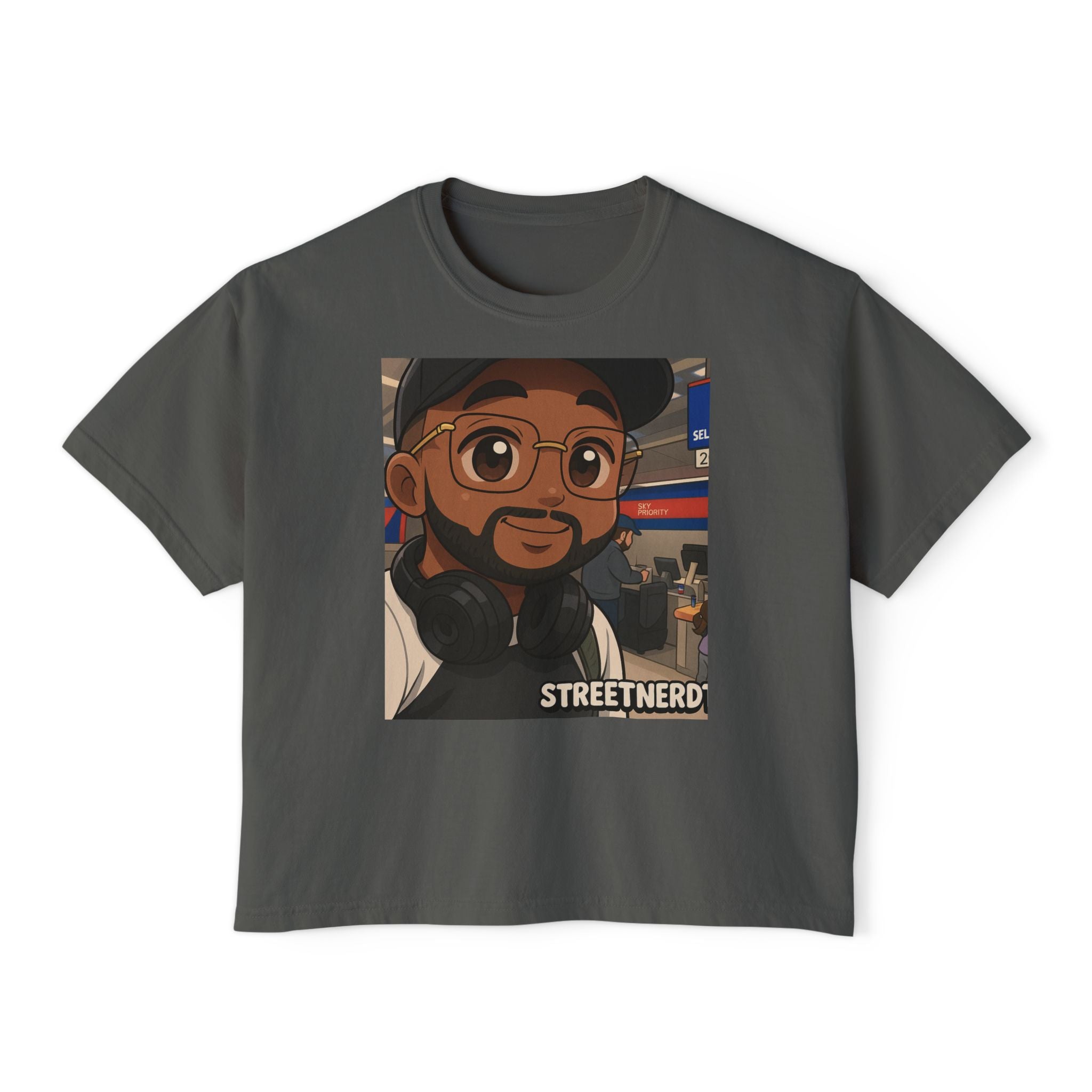 Street Nerd Boxy Tee | Cute Casual Tee for Podcast Lovers, Streetwear Shirt, Gift for Fans, Comfortable Everyday Wear