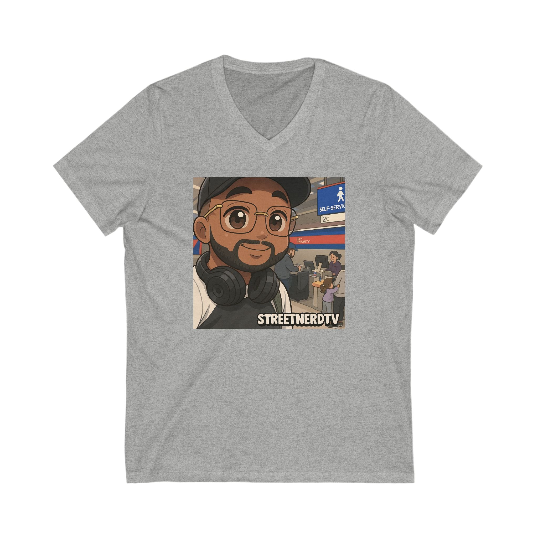 Street Nerd TV V-Neck Tee, Casual Graphic Tee, Podcast Merchandise, Gift for Fans, Comfortable Everyday Wear