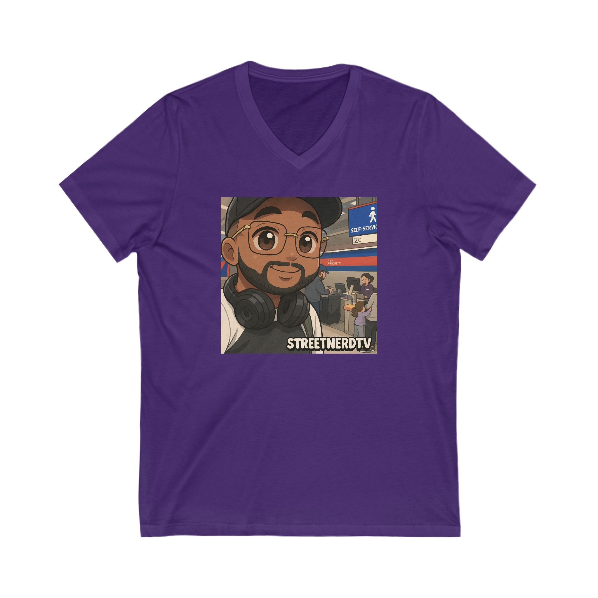 Street Nerd TV Unisex V-Neck Tee, Podcast Merchandise, Casual Wear, Unique Graphic T-Shirt, Gift for Fans, Everyday Comfort