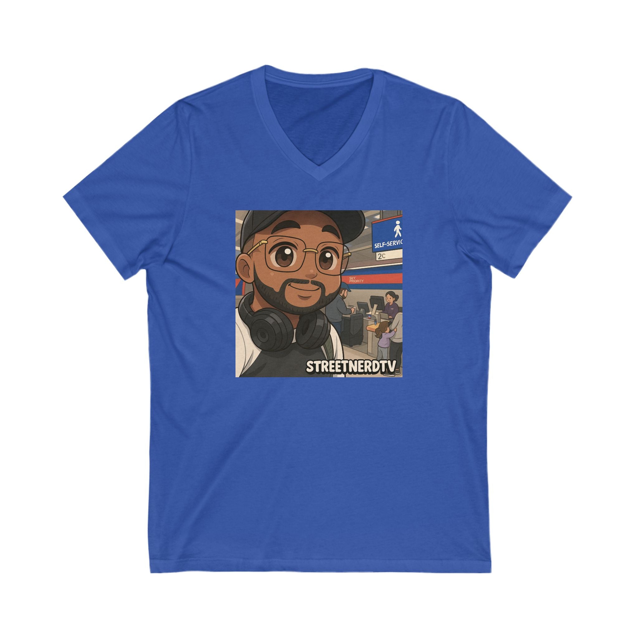 Street Nerd TV Unisex V-Neck Tee, Podcast Merchandise, Casual Wear, Unique Graphic T-Shirt, Gift for Fans, Everyday Comfort