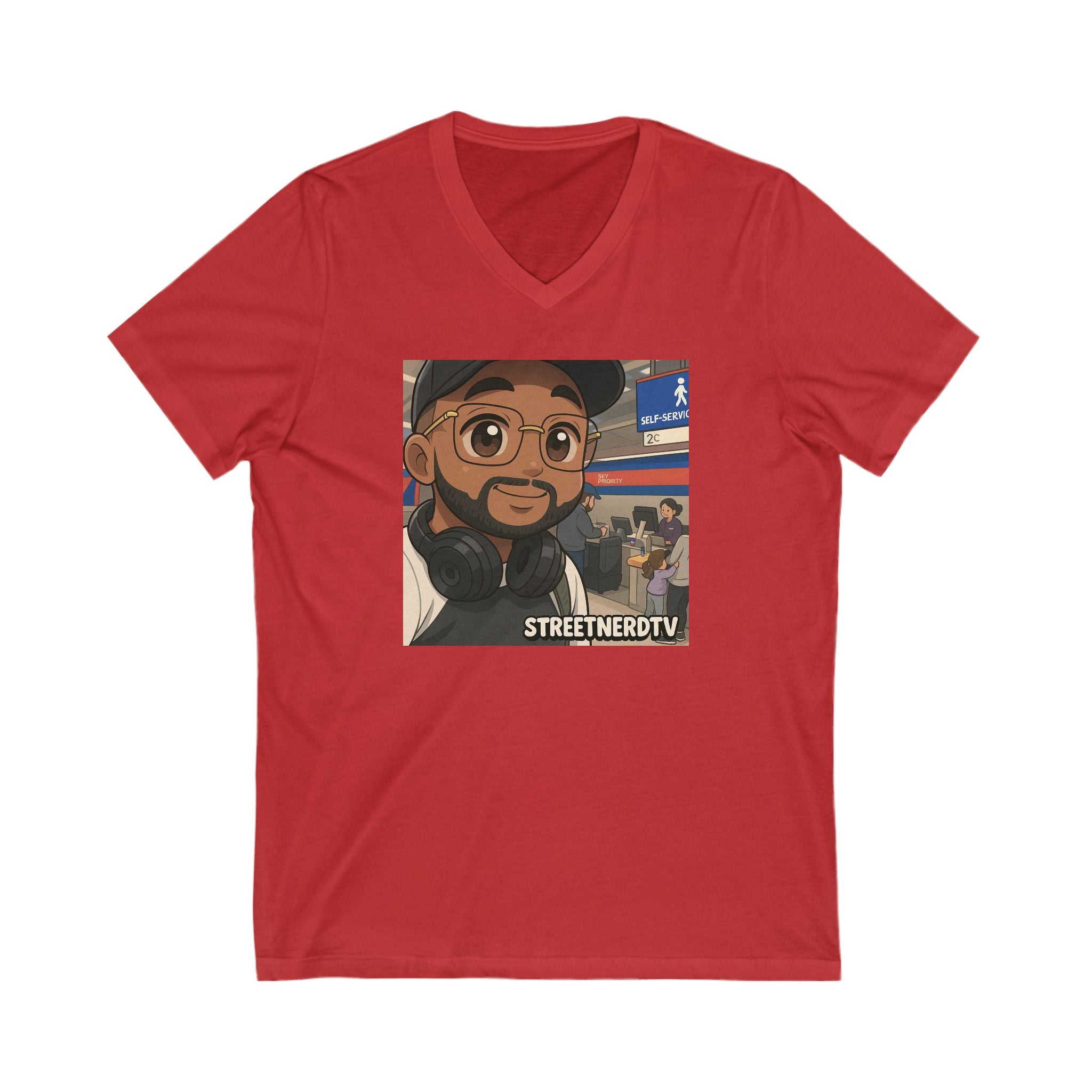 Street Nerd TV Unisex V-Neck Tee, Podcast Merchandise, Casual Wear, Unique Graphic T-Shirt, Gift for Fans, Everyday Comfort