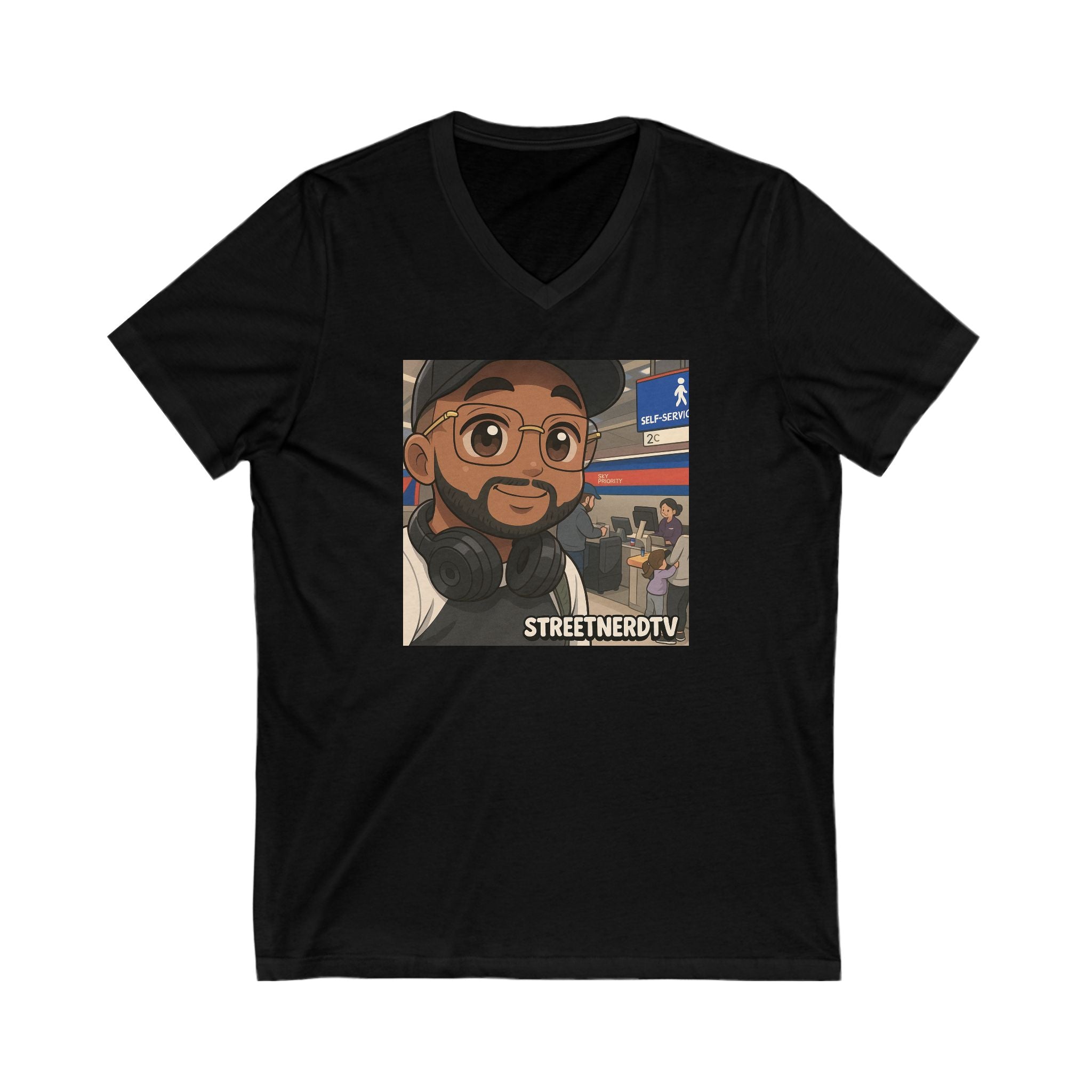Street Nerd TV Unisex V-Neck Tee, Podcast Merchandise, Casual Wear, Unique Graphic T-Shirt, Gift for Fans, Everyday Comfort