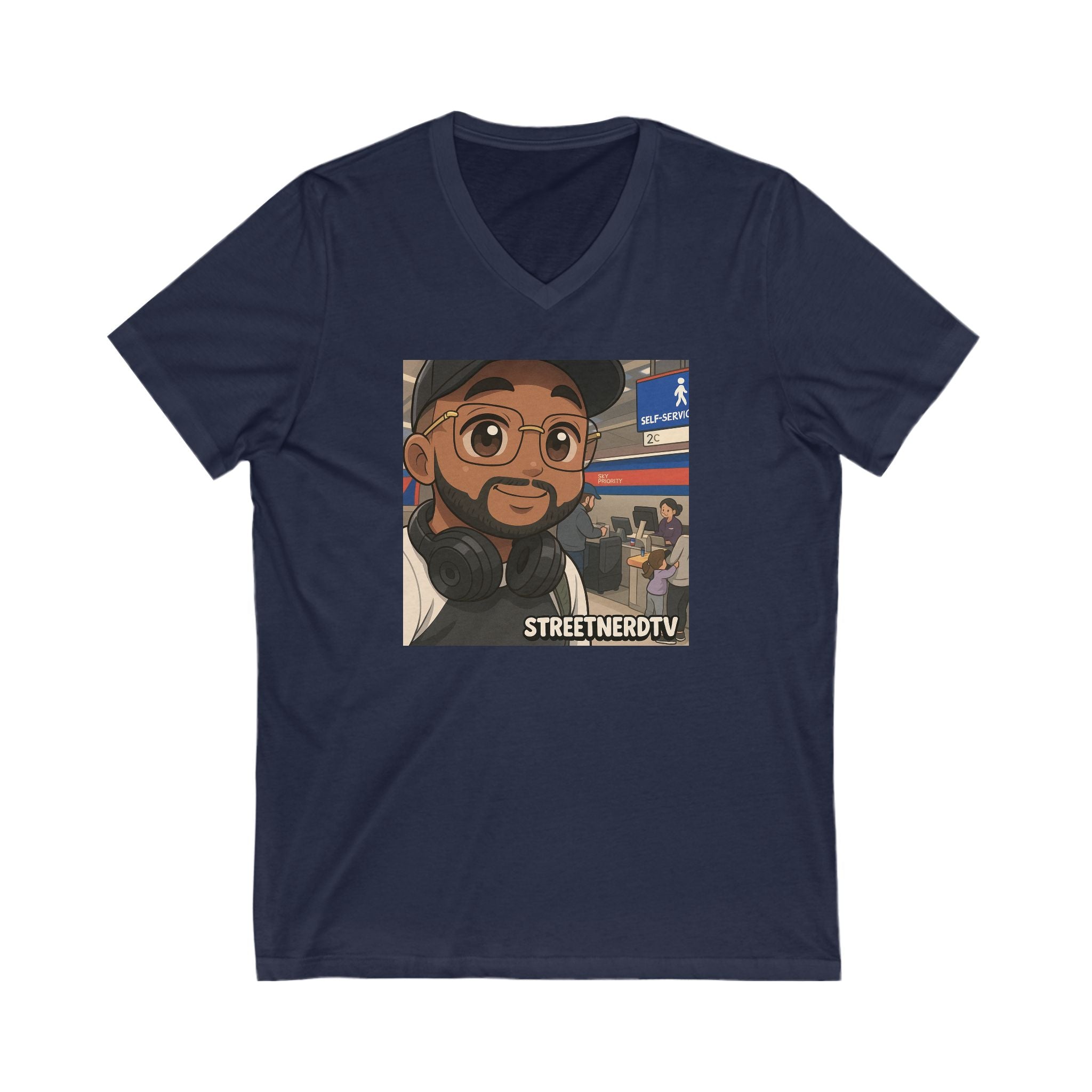 Street Nerd TV Unisex V-Neck Tee, Podcast Merchandise, Casual Wear, Unique Graphic T-Shirt, Gift for Fans, Everyday Comfort