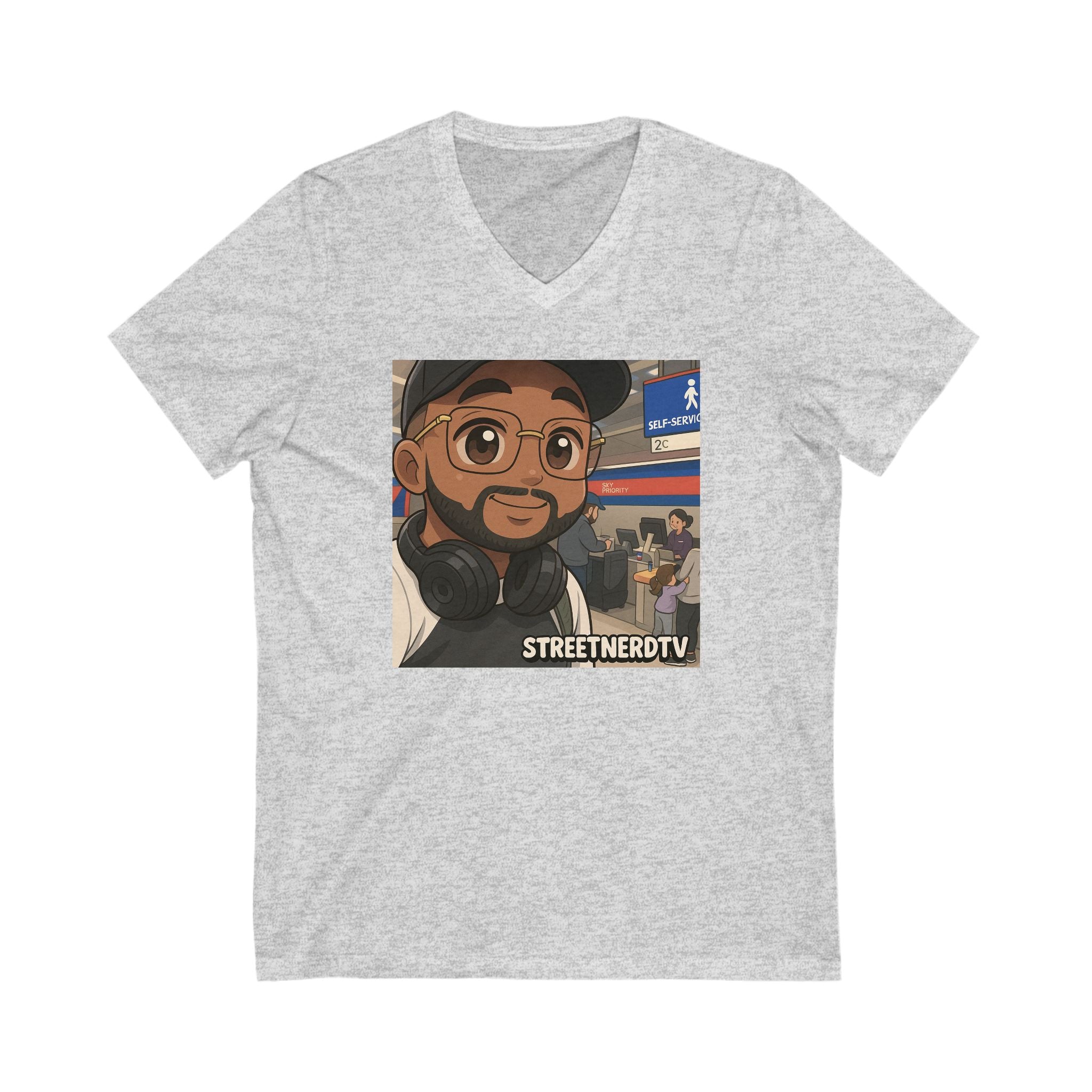 Street Nerd TV V-Neck Tee, Casual Graphic Tee, Podcast Merchandise, Gift for Fans, Comfortable Everyday Wear