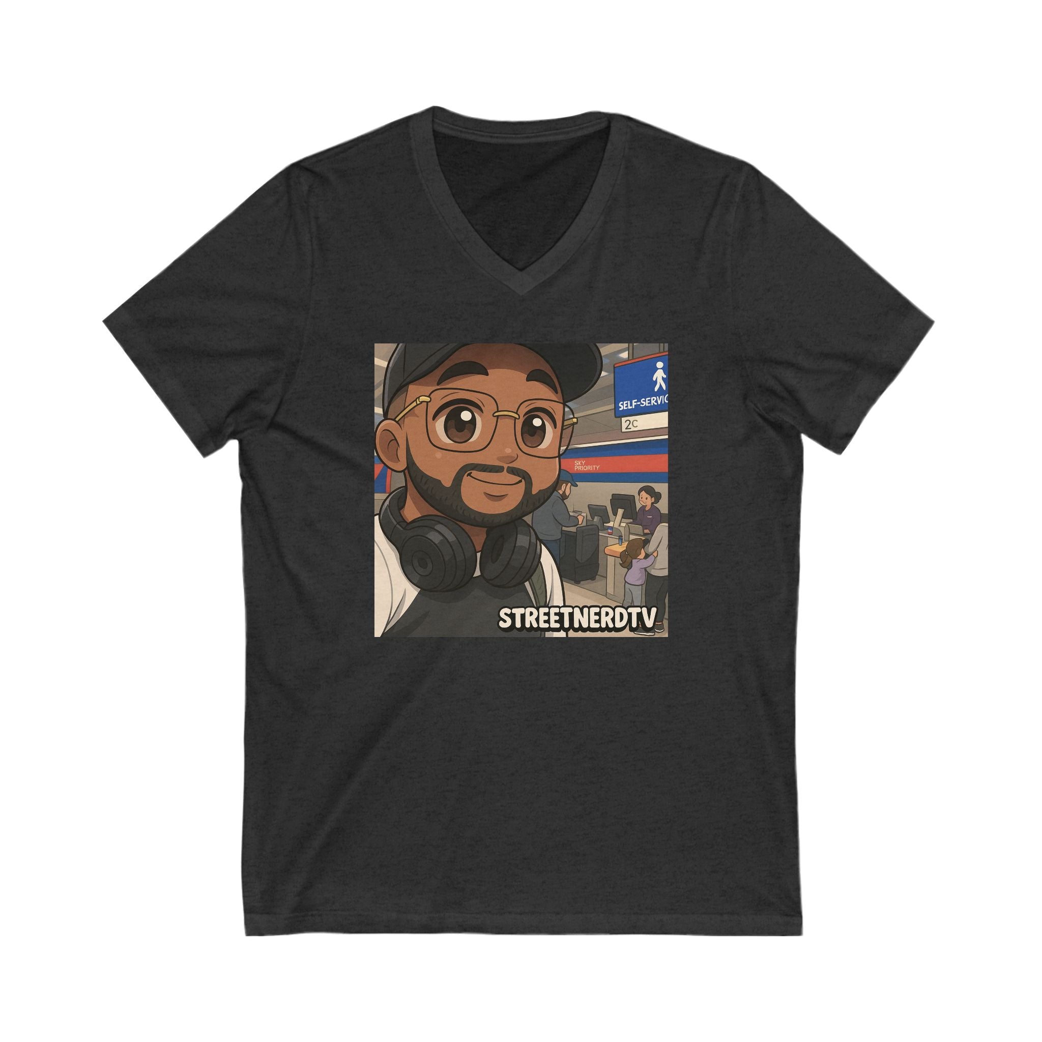 Street Nerd TV V-Neck Tee, Casual Graphic Tee, Podcast Merchandise, Gift for Fans, Comfortable Everyday Wear